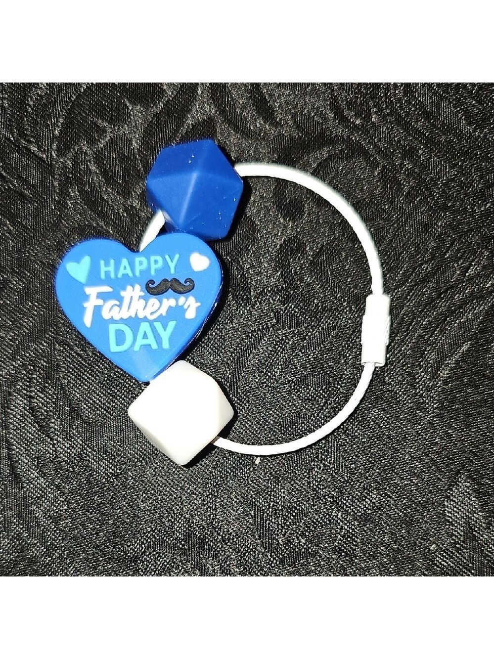 Father's Day Blue and White Wire Keychain